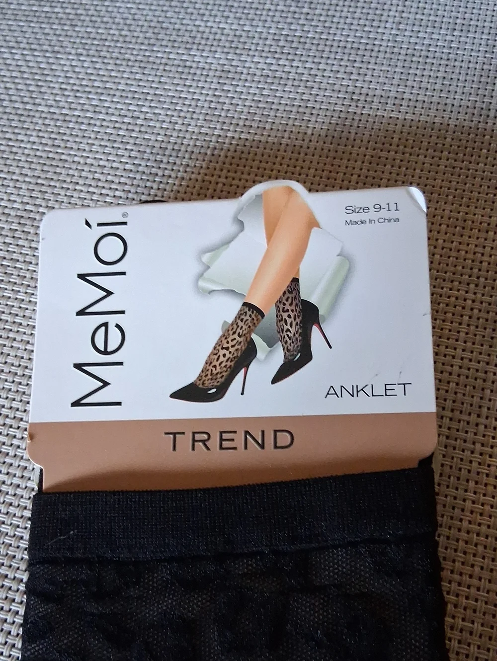 MeMoi Trend Black Leopard Sheer Ankle Socks Sz9-11